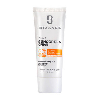 کرم ضد آفتاب رنگی بیزانس با SPF50 مناسب پوست های حساس و خشک