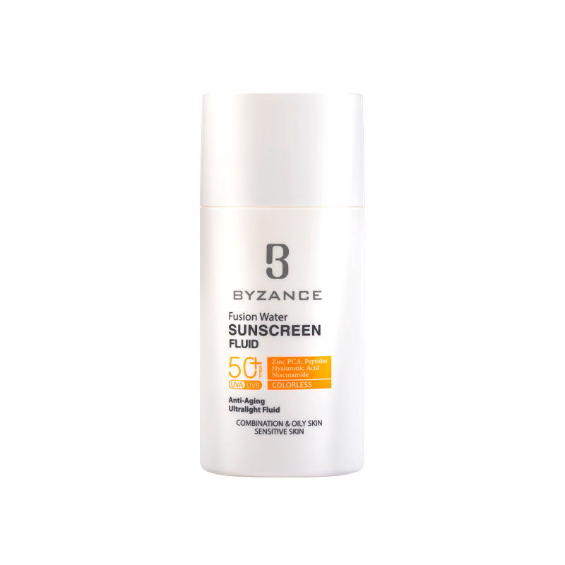 فلوئید ضد آفتاب فیوژن واتر فاقد رنگ SPF 50 بیزانس