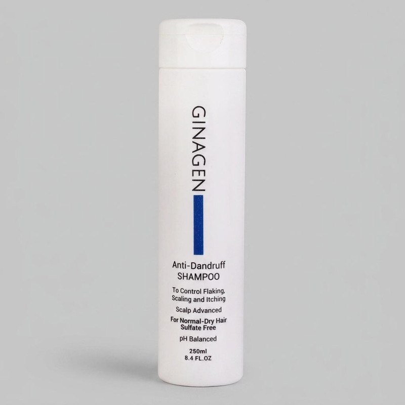 شامپو ضد شوره مو ژیناژن مدل Scalp Advanced مناسب موهای خشک و معمولی، مرطوب‌کننده، ضد خارش، ضد حساسیت، ترمیم‌کننده، بدون سولفات، حجم 250 میلی‌لیتر